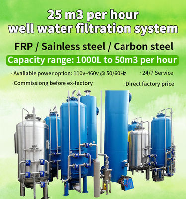 matériel d'acier au carbone du filtre d'eau de manganèse du fer 3000L/Hour 110V-460V 60HZ
