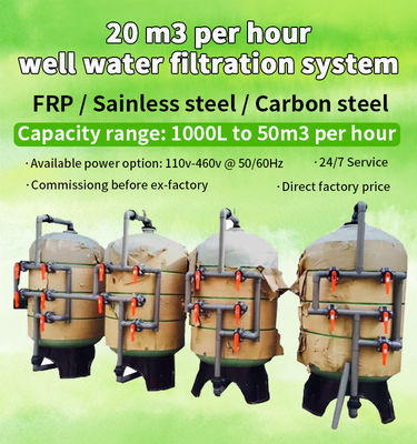 matériel d'acier au carbone du filtre d'eau de manganèse du fer 3000L/Hour 110V-460V 60HZ