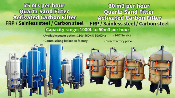 Filtre d'eau granulaire de charbon actif de 99%, filtre de sable d'irrigation par égouttement 50TPH