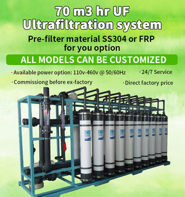 SS304 Material Ultrafiltration Systems Water Treatment 70m3 Per Hour