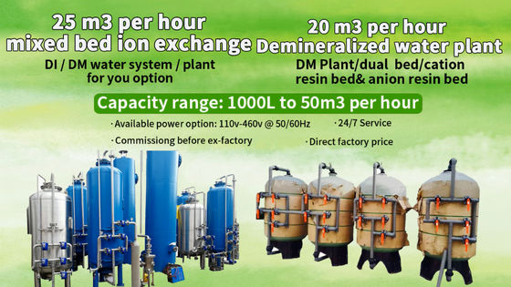 Circuit du refroidissement 600KG désionisé par laboratoire, installation de traitement de l'eau de déminéralisation de FRP